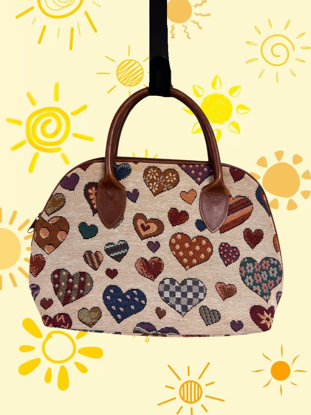 Vintage Orvis tapestry hearts purse
